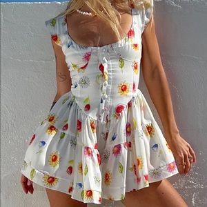 NWT Vanessa Mooney Corset Romper (Elisabeth Dress) in WHITE FLOWER PRINT